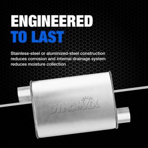 Dynomax Exhaust Muffler, Super Turbo, 9-3/4 Inch Length X 4-1/4 Inch Width Aluminized Steel Case, 2-1/2 Inch Offset Inlet – 17748