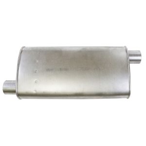 Dynomax Exhaust Muffler, Super Turbo, 9-3/4 Inch Length X 4-1/4 Inch Width Aluminized Steel Case, 2-1/2 Inch Offset Inlet – 17749