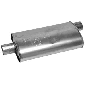 Dynomax Exhaust Muffler, Super Turbo, 11 Inch Length X 5-1/2 Inch Width Aluminized Steel Case, 3 Inch Offset Inlet, 3 Inch Center Outlet – 17769
