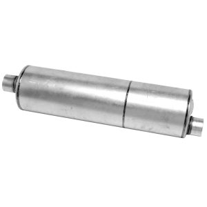 Dynomax Exhaust Muffler, Super Turbo, 8-3/8 Round Aluminized Steel Case, 3 Inch Offset Inlet, 3 Inch Offset Outlet – 17789