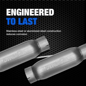 Dynomax Exhaust Muffler, Race Series Bullet, Aluminized Steel Round Case, Single 4 Inch Diameter Center Inlet – 24217