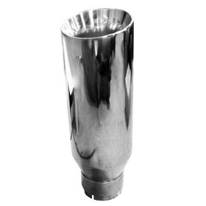 Dynomax Exhaust Tail Pipe Tip, 2-1/2 Inch Inlet, 4 Inch Outlet, Polished Stainless Steel, Round, Angled Cut, Double Wall, 12 Inch Length – 36473