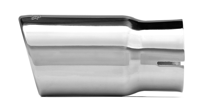 Dynomax Exhaust Tail Pipe Tip, 2-1/2 Inch Inlet, 3 Inch Outlet, Polished Stainless Steel, Round, Angled Cut, Single Wall, 6 Inch Length – 36484