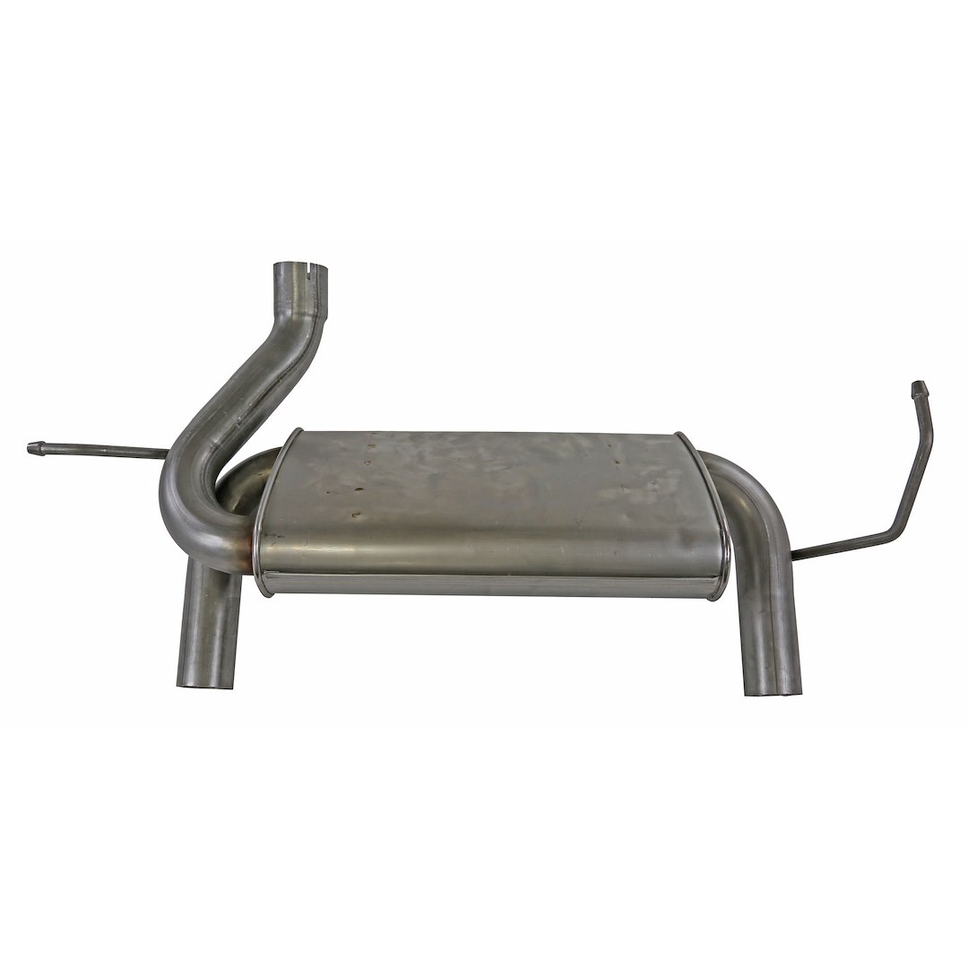 Dynomax Exhaust Muffler, Economy Pro Fit, Stainless Steel, Dual 2-1/2 Inch Offset Inlet, Single, 2-1/2 Inch Center Outlet – 53804