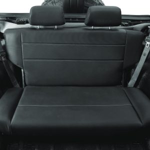 Bestop Seat, Trailmax II, Rear, Fold and Tumble, Bench, Black, Vinyl, Dual Adjustable Headrest, Brackets Included – 39440-01