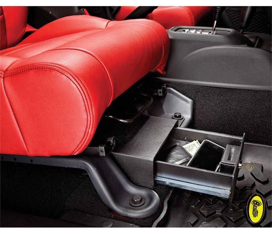 Bestop Under Seat Storage Unit, Mounts Under Passenger Seat, Single Compartment, Black, Steel – 42642-01