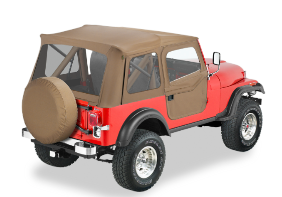 Bestop Soft Top, Supertop, Tan, Fabric, Includes 2 Piece Soft Doors, With Clear Vinyl Windows, Without Sun Roof, Includes Hardware – 51597-04