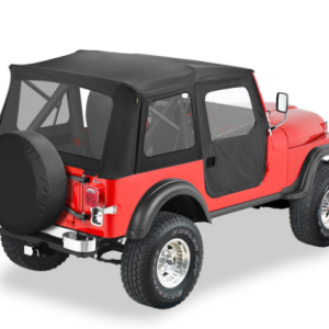 Bestop Soft Top, Supertop, Black Denim, Fabric, Includes 2 Piece Soft Doors, With Clear Vinyl Windows, Without Sun Roof, Includes Hardware – 51597-15