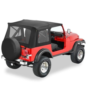 Bestop Soft Top, Supertop, Black Denim, Fabric, Uses Factory Full Steel Doors, With Clear Vinyl Windows, Without Sun Roof – 51599-15