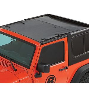 Bestop Bikini Top, Sun Bikini ®, Mounts to the Windshield, Safari – Cable Style, Black Diamond – 52402-35