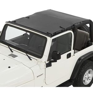 Bestop Bikini Top, Sun Bikini ®, Mounts to the Windshield, Safari – Cable Style, Black Diamond – 52404-35