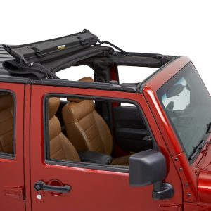 Bestop Soft Top, Sunrider, Replaces Freedom Top Panels, Black Twill, Single Panel Covering Driver and Passenger Sides – 52453-17