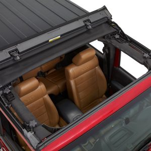 Bestop Soft Top, Sunrider, Replaces Freedom Top Panels, Black Twill, Single Panel Covering Driver and Passenger Sides – 52453-17