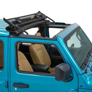 Bestop Soft Top, Sunrider, Replaces Freedom Top Panels, Black Twill, Single Panel Covering Driver and Passenger Sides – 52454-17