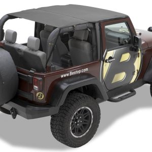 Bestop Bikini Top, Bikini Header, Mounts to the Windshield, Safari Style, Black Diamond, Requires Windshield Channels (see Required Parts) – 52583-35