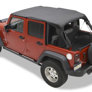 Bestop Bikini Top, Bikini Header, Mounts to the Windshield, Safari Style, Black Diamond, Requires Windshield Channels (see Required Parts) – 52584-35