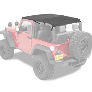 Bestop Bikini Top, Bikini Header, Mounts to the Windshield, Safari – Cable Style, Black Diamond – 52593-35