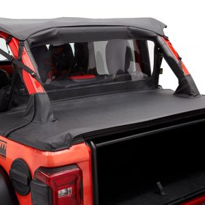Bestop Bikini Top, Bikini Header, Header Safari Cable Style®, Mounts to the Windshield, Black Diamond, With Windshield Headers – 52608-35