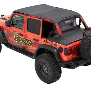 Bestop Bikini Top, Bikini Header, Header Safari Style®, Mounts to the Windshield, Black Diamond – 52610-35