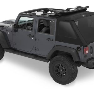 Bestop Soft Top, Trektop® Glide™ Slantback, Black Twill, Fabric, Uses Factory Doors, Includes Tinted Vinyl Windows, Without Sunroof – 54423-17