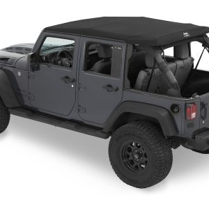 Bestop Soft Top, Trektop® Glide™ Slantback, Black Twill, Fabric, Uses Factory Doors, Includes Tinted Vinyl Windows, Without Sunroof – 54423-17