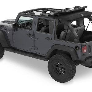 Bestop Soft Top, Trektop® Glide™ Slantback, Black Twill, Fabric, Uses Factory Doors, Includes Tinted Vinyl Windows, Without Sunroof – 54423-17