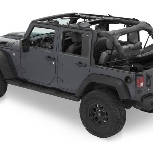 Bestop Soft Top, Trektop® Glide™ Slantback, Black Twill, Fabric, Uses Factory Doors, Includes Tinted Vinyl Windows, Without Sunroof – 54423-17