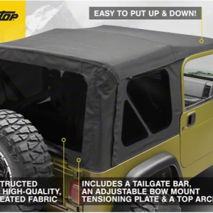 Bestop Soft Top, Supertop Nx, Black Diamond, Fabric, Without Doors, With Tinted Vinyl Side and Rear Windows, With Sunroof – 54720-35