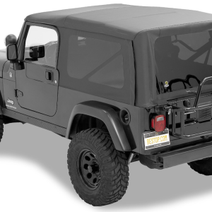Bestop Soft Top, Supertop, Black Diamond, Fabric, Without Doors, With Tinted Vinyl Side and Rear Windows, With Sunroof, Includes Hardware – 54721-35