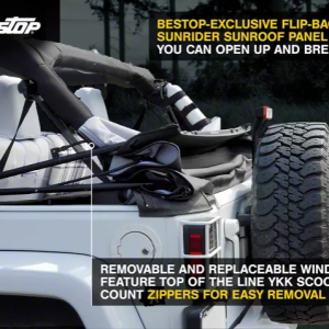 Bestop Soft Top, Supertop Nx, Black Diamond, Fabric, Without Doors, With Tinted Vinyl Side and Rear Windows, With Sunroof – 54723-35