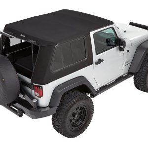 Bestop Soft Top, Trektop Pro, Black, Twill, Without Doors, With Tinted Sliding Side Panels and Safety Glass Rear Windows – 54862-17