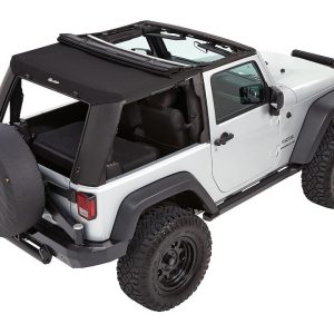 Bestop Soft Top, Trektop Pro, Black, Twill, Without Doors, With Tinted Sliding Side Panels and Safety Glass Rear Windows – 54862-17