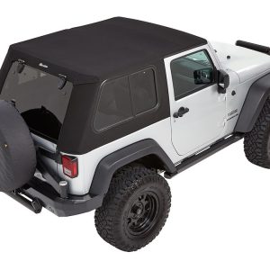 Bestop Soft Top, Trektop Pro, Black, Twill, Without Doors, With Tinted Sliding Side Panels and Safety Glass Rear Windows – 54862-17