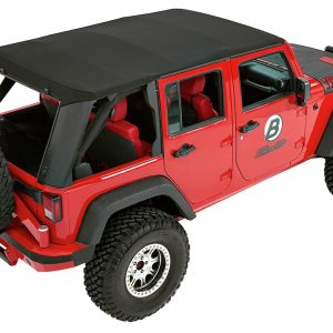 Bestop Soft Top, Trektop Pro, Black Twill, Without Doors, With Tinted Sliding Side Panels and Safety Glass Rear Windows – 54863-17
