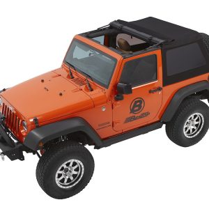 Bestop Soft Top, Trektop™ Glide, Black, Twill Fabric, With Door Surrounds, With Tinted Vinyl Windows, With Sunroof, Includes Hardware – 54922-17