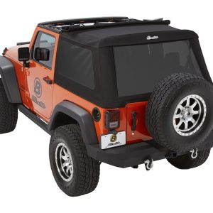 Bestop Soft Top, Trektop™ Glide, Black, Twill Fabric, With Door Surrounds, With Tinted Vinyl Windows, With Sunroof, Includes Hardware – 54922-17