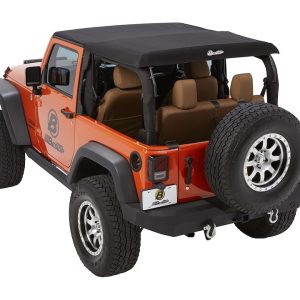 Bestop Soft Top, Trektop™ Glide, Black, Twill Fabric, With Door Surrounds, With Tinted Vinyl Windows, With Sunroof, Includes Hardware – 54922-17
