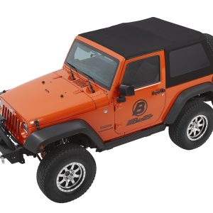 Bestop Soft Top, Trektop™ Glide, Black, Twill Fabric, With Door Surrounds, With Tinted Vinyl Windows, With Sunroof, Includes Hardware – 54922-17