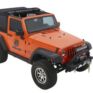 Bestop Soft Top, Trektop™ Glide, Black, Twill Fabric, With Door Surrounds, With Tinted Vinyl Windows, With Sunroof, Includes Hardware – 54922-17