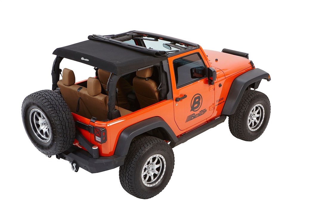 Bestop Soft Top, Trektop™ Glide, Black Diamond, Fabric, With Door Surrounds, With Tinted Vinyl Windows, With Sunroof, Includes Hardware – 54922-35
