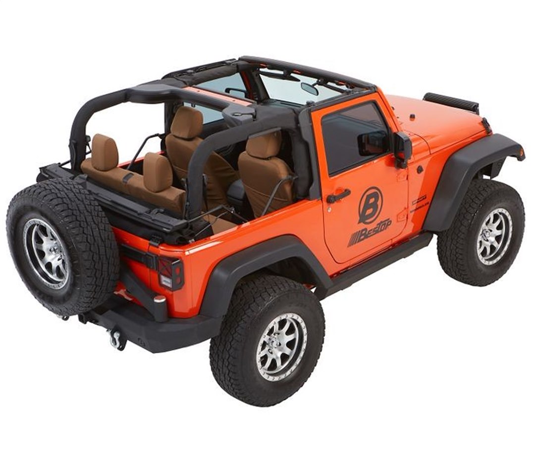Bestop Soft Top, Trektop™ Glide, Black Diamond, Fabric, With Door Surrounds, With Tinted Vinyl Windows, With Sunroof, Includes Hardware – 54922-35