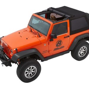 Bestop Soft Top, Trektop™ Glide, Black Diamond, Fabric, With Door Surrounds, With Tinted Vinyl Windows, With Sunroof, Includes Hardware – 54922-35