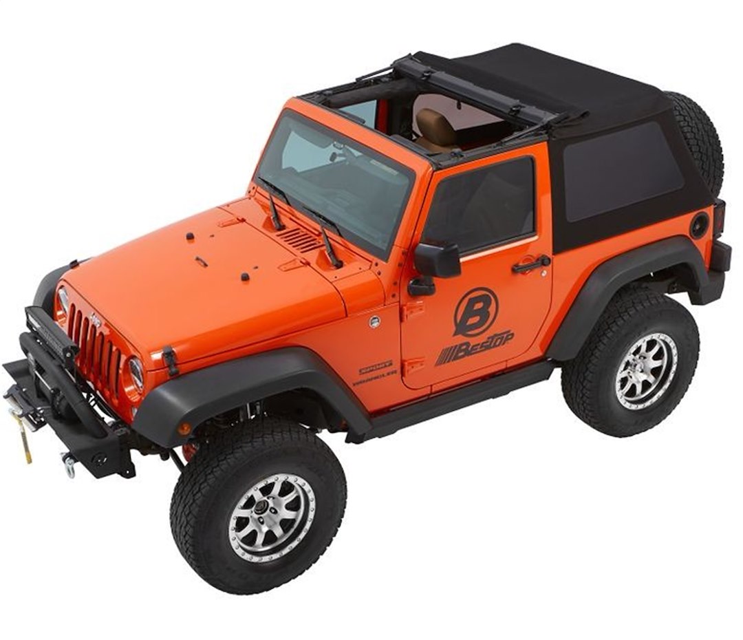 Bestop Soft Top, Trektop™ Glide, Black Diamond, Fabric, With Door Surrounds, With Tinted Vinyl Windows, With Sunroof, Includes Hardware – 54922-35