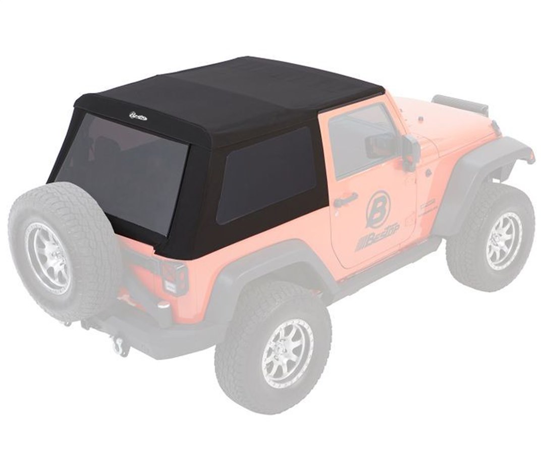 Bestop Soft Top, Trektop™ Glide, Black Diamond, Fabric, With Door Surrounds, With Tinted Vinyl Windows, With Sunroof, Includes Hardware – 54922-35