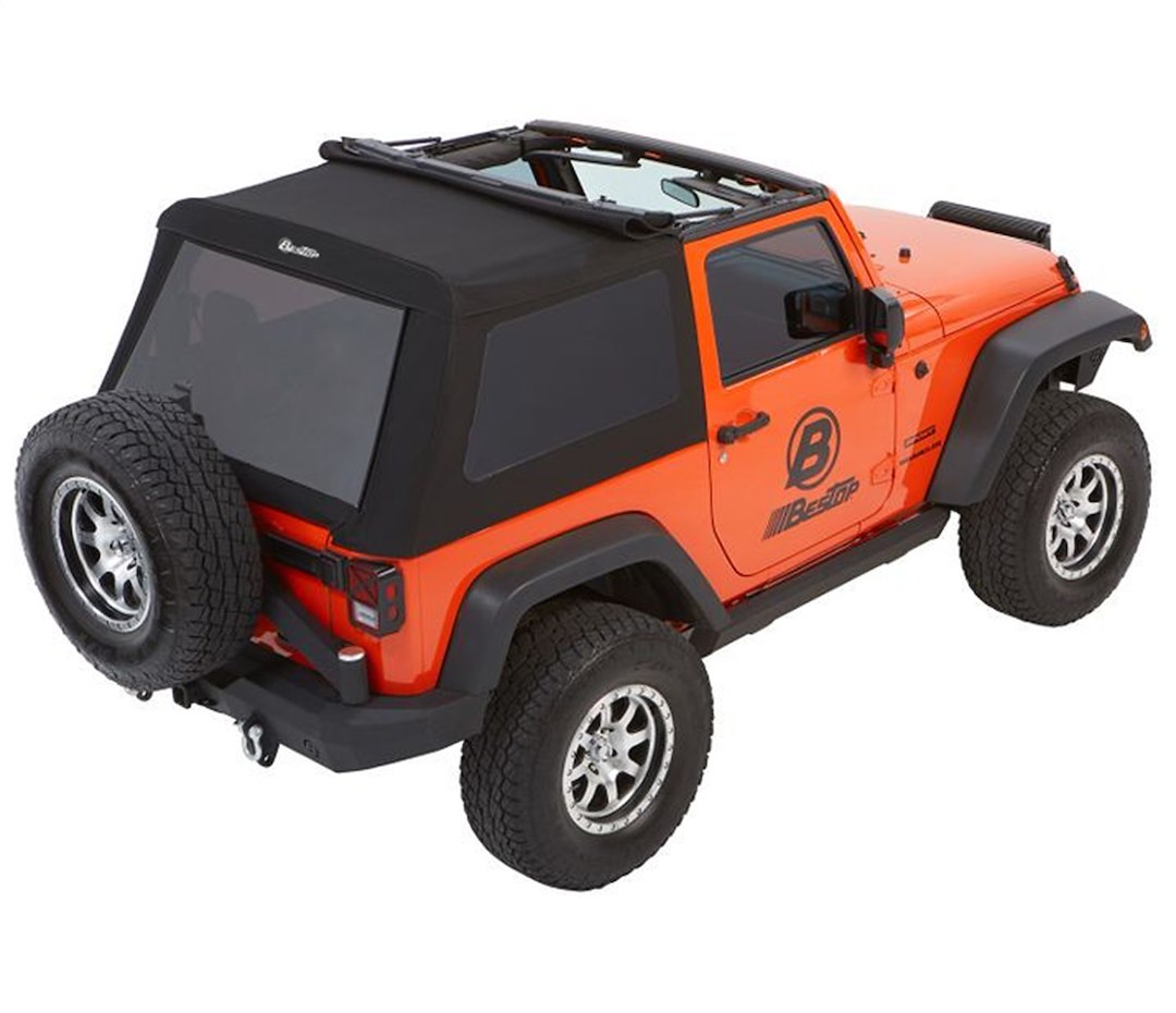 Bestop Soft Top, Trektop™ Glide, Black Diamond, Fabric, With Door Surrounds, With Tinted Vinyl Windows, With Sunroof, Includes Hardware – 54922-35