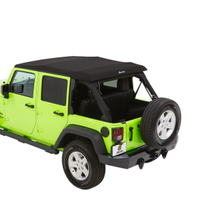 Bestop Soft Top, Trektop™ Glide, Black, Twill Fabric, With Door Surrounds, With Tinted Vinyl Windows, With Sunroof, Includes Hardware – 54923-17