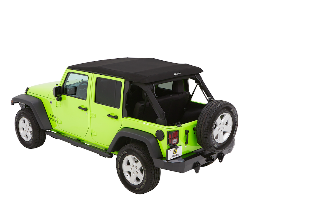 Bestop Soft Top, Trektop™ Glide, Black Diamond, Fabric, With Door Surrounds, With Tinted Vinyl Windows, With Sunroof, Includes Hardware – 54923-35