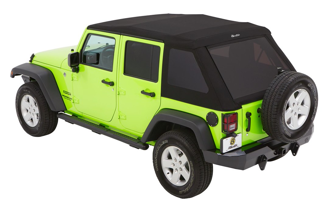 Bestop Soft Top, Trektop™ Glide, Black Diamond, Fabric, With Door Surrounds, With Tinted Vinyl Windows, With Sunroof, Includes Hardware – 54923-35