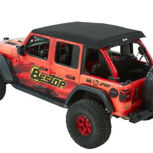 Bestop Soft Top, Trektop Ultra, Black Twill, Fabric, With Door Surrounds, With Tinted Vinyl Windows, With Sunroof, Includes Hardware – 54925-17