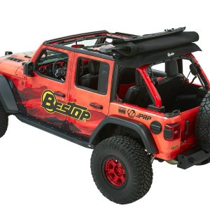 Bestop Soft Top, Trektop Ultra, Black Twill, Fabric, With Door Surrounds, With Tinted Vinyl Windows, With Sunroof, Includes Hardware – 54925-17